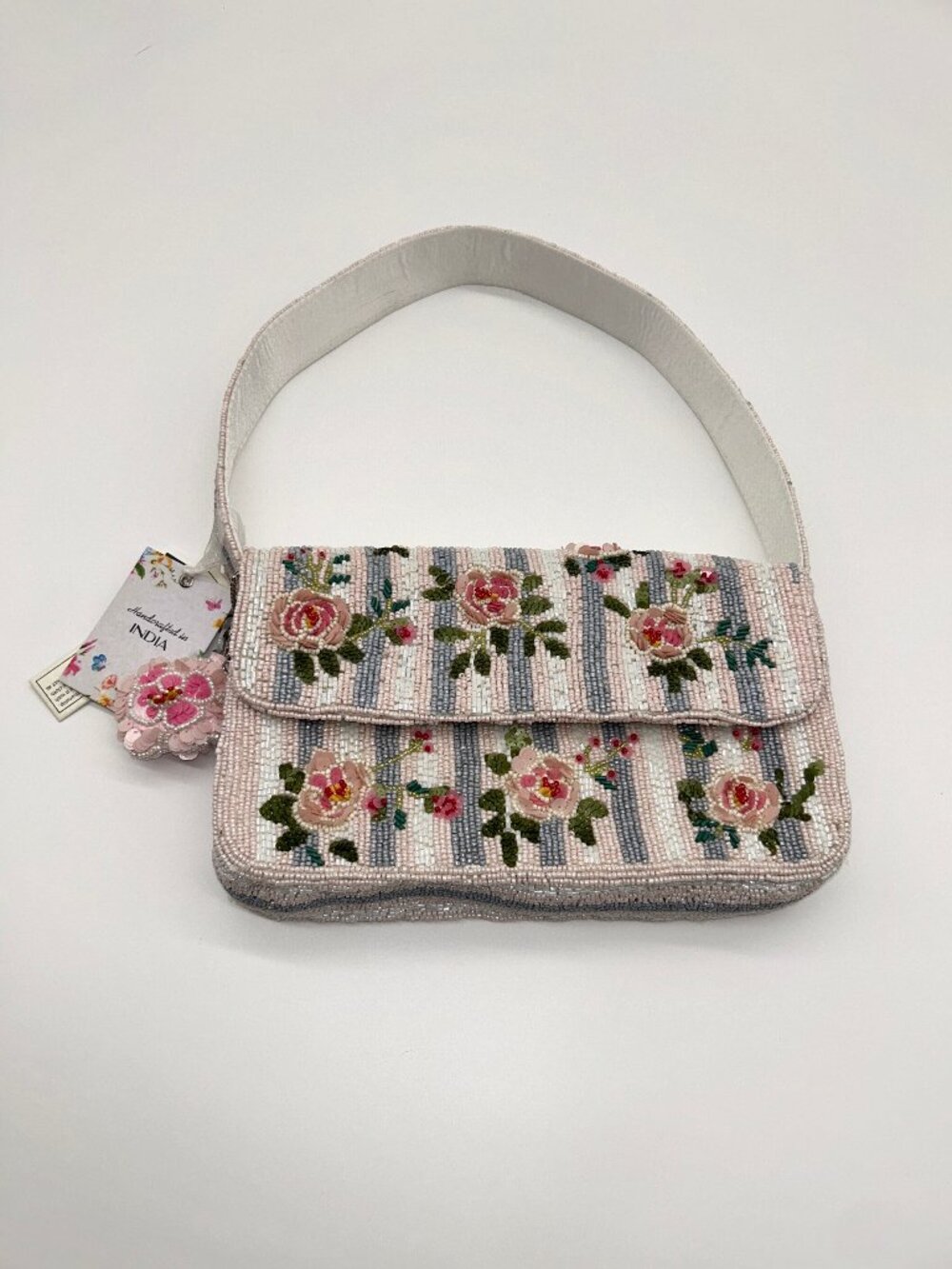 NWT Handmade Beaded Floral Marshalls Handbag